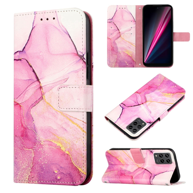 For T-Mobile Revvl 6 Pro 5G PT003 Marble Pattern Flip Leather Phone Case(Pink Purple Gold LS001) - More Brand by buy2fix | Online Shopping UK | buy2fix