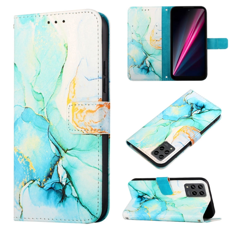 For T-Mobile Revvl 6 Pro 5G PT003 Marble Pattern Flip Leather Phone Case(Green LS003) - More Brand by buy2fix | Online Shopping UK | buy2fix