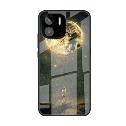 For Xiaomi Redmi A1 4G Colorful Painted Glass Phone Case(Moon) - Xiaomi Cases by buy2fix | Online Shopping UK | buy2fix