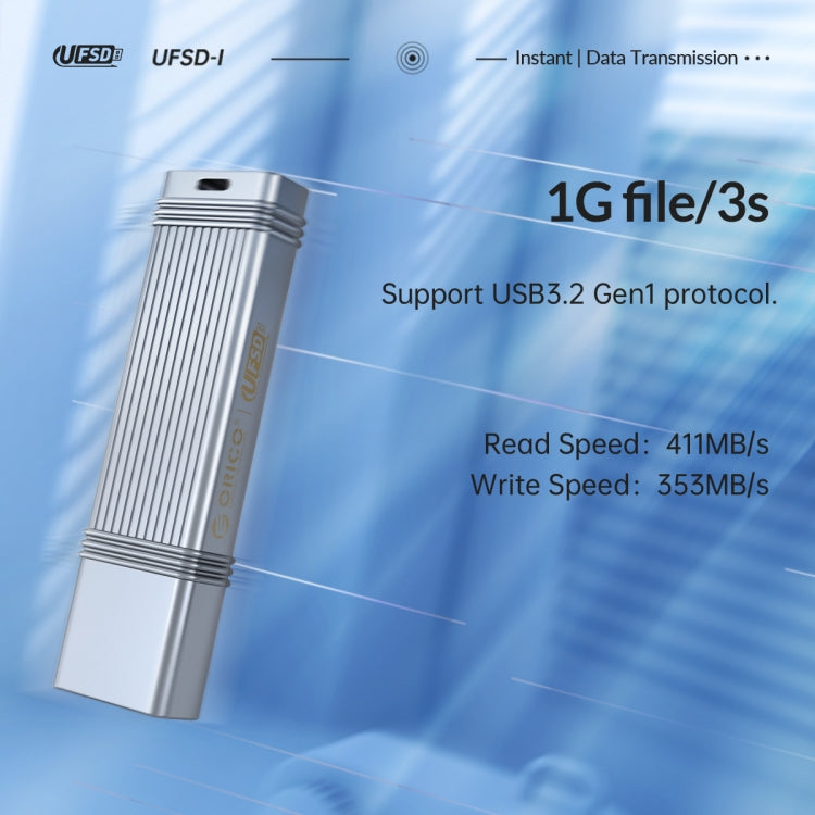 ORICO UFS Flash Drive, Read: 411MB/s, Write: 353MB/s, Memory:64GB, Port:USB-A(Silver) - USB Flash Drives by ORICO | Online Shopping UK | buy2fix