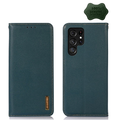 For Samsung Galaxy S23 Ultra 5G KHAZNEH Nappa Top Layer Cowhide Leather Phone Case(Green) - Galaxy S23 Ultra 5G Cases by buy2fix | Online Shopping UK | buy2fix