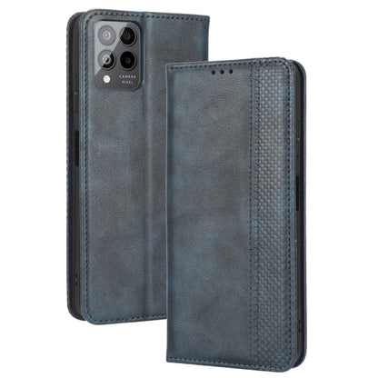 For T-Mobile REVVL 6 Pro 5G Magnetic Buckle Retro Texture Leather Phone Case(Blue) - More Brand by buy2fix | Online Shopping UK | buy2fix