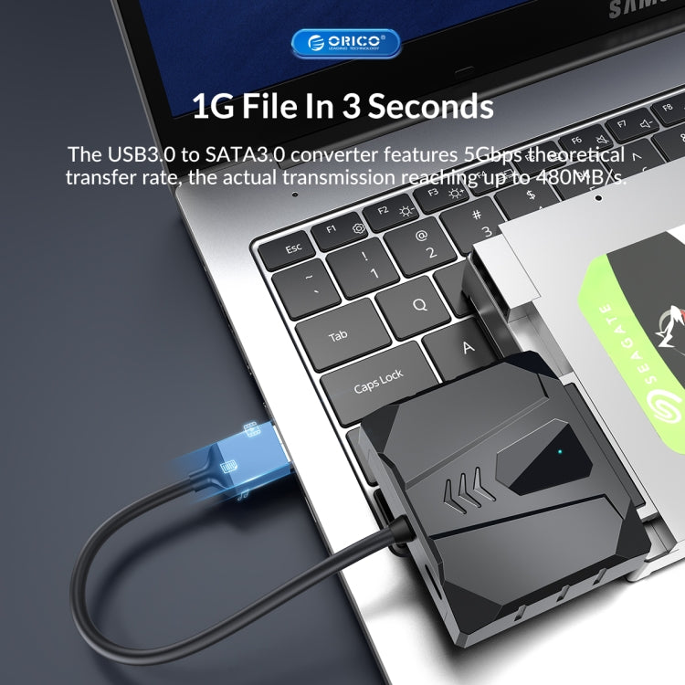 ORICO UTS2 USB 3.0 2.5-inch SATA HDD Adapter with 12V 2A Power Adapter, Cable Length:0.5m(AU Plug) - USB to IDE / SATA by ORICO | Online Shopping UK | buy2fix