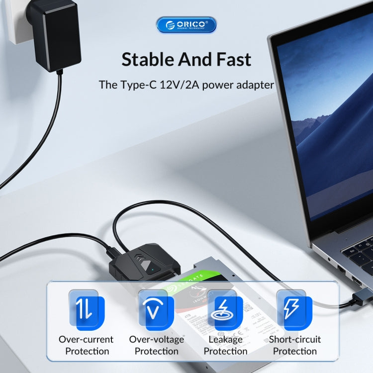 ORICO UTS2 USB 3.0 2.5-inch SATA HDD Adapter with 12V 2A Power Adapter, Cable Length:1m(UK Plug) - USB to IDE / SATA by ORICO | Online Shopping UK | buy2fix