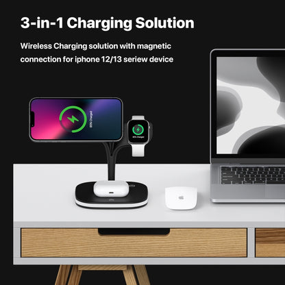 SoulBytes YM-UD22 15W 5 in 1 Magnetic Wireless Charger with Stand Function(Black) - Apple Accessories by Soulbytes | Online Shopping UK | buy2fix