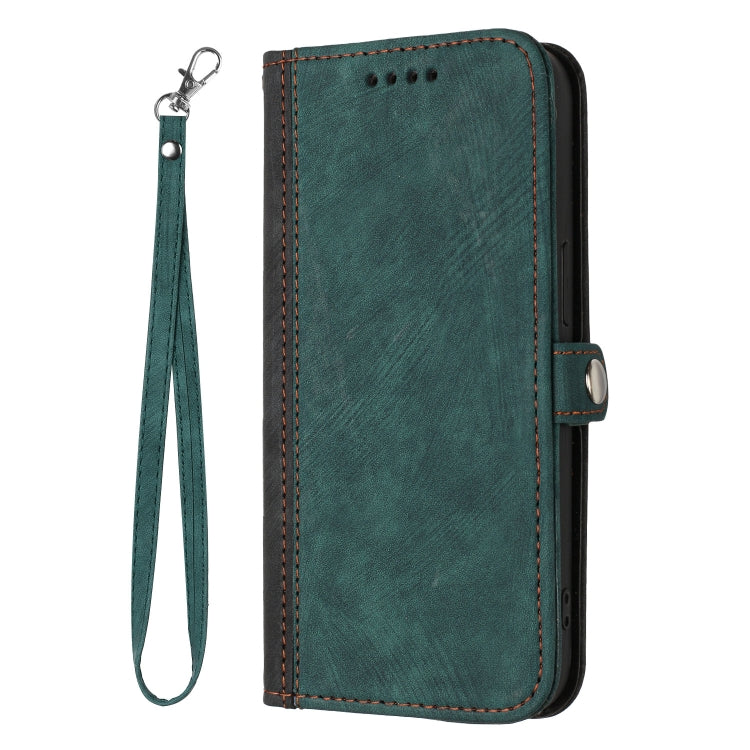 For Samsung Galaxy A21s Side Buckle Double Fold Hand Strap Leather Phone Case(Dark Green) - Galaxy Phone Cases by buy2fix | Online Shopping UK | buy2fix