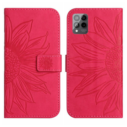 For T-Mobile Revvl 6 Pro 5G Skin Feel Sun Flower Pattern Flip Leather Phone Case with Lanyard(Rose Red) - More Brand by buy2fix | Online Shopping UK | buy2fix