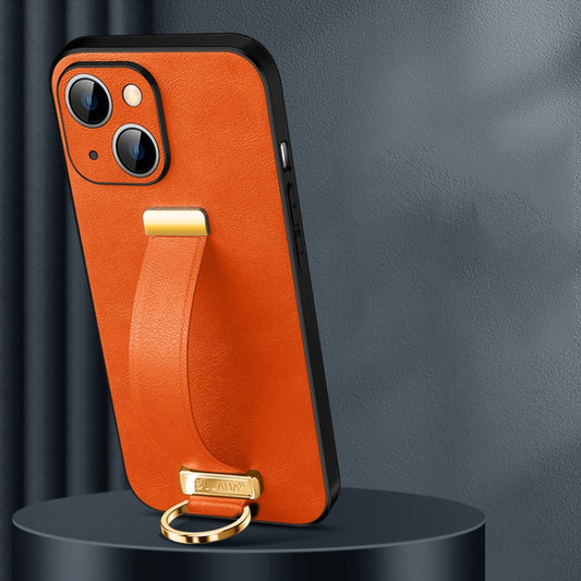 For iPhone 14 SULADA Cool Series PC + Leather Texture Skin Feel Phone Case(Orange) - iPhone 14 Cases by SULADA | Online Shopping UK | buy2fix