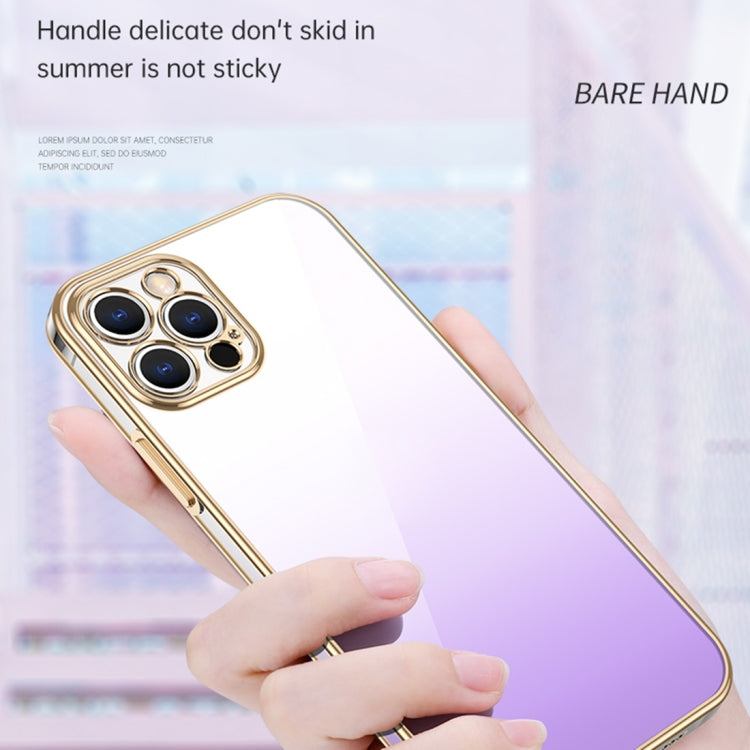 For iPhone 14 SULADA Iridescence Series Plating Transparent Gradient Phone Case(Purple) - iPhone 14 Cases by SULADA | Online Shopping UK | buy2fix
