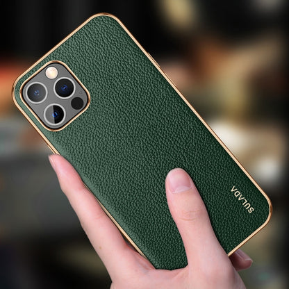 For iPhone 14 Plus SULADA Shockproof TPU + Handmade Leather Phone Case(Green) - iPhone 14 Plus Cases by SULADA | Online Shopping UK | buy2fix