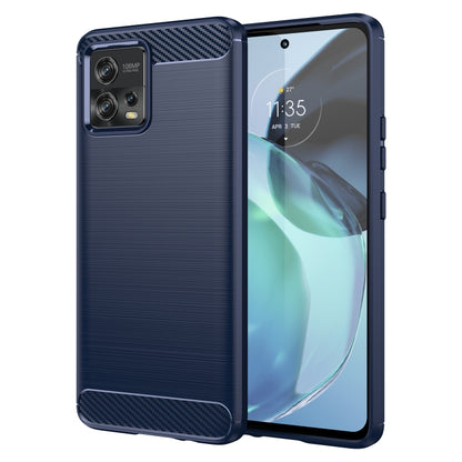 For Motorola Moto G72 5G Brushed Texture Carbon Fiber TPU Phone Case(Blue) - Motorola Cases by buy2fix | Online Shopping UK | buy2fix