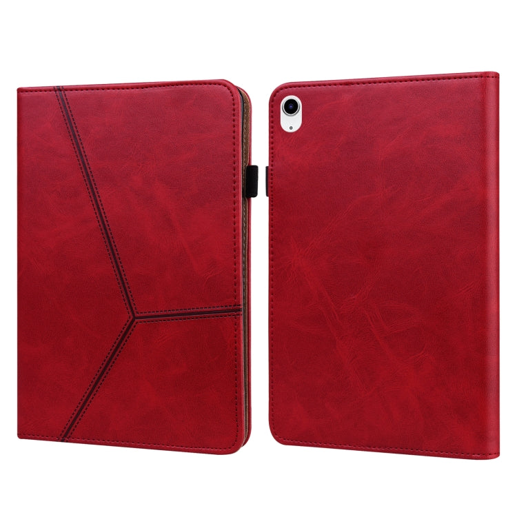 For iPad 10th Gen 10.9 2022 Solid Color Embossed Striped Leather Tablet Case(Red) - iPad 10th Gen 10.9 Cases by buy2fix | Online Shopping UK | buy2fix