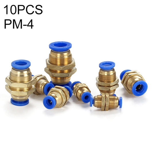 PM-4 LAIZE 10pcs PM Bulkhead Straight Pneumatic Quick Connector -  by LAIZE | Online Shopping UK | buy2fix