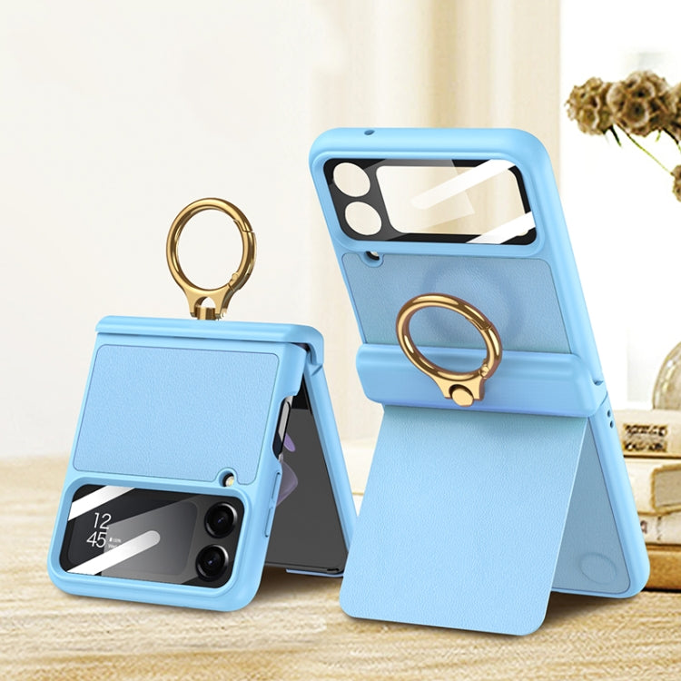 For Samsung Galaxy Z Flip4 GKK Magnetic Fold Hinge Full Coverage Phone Case with Ring Holder(Blue) - Galaxy Z Flip4 5G Cases by GKK | Online Shopping UK | buy2fix