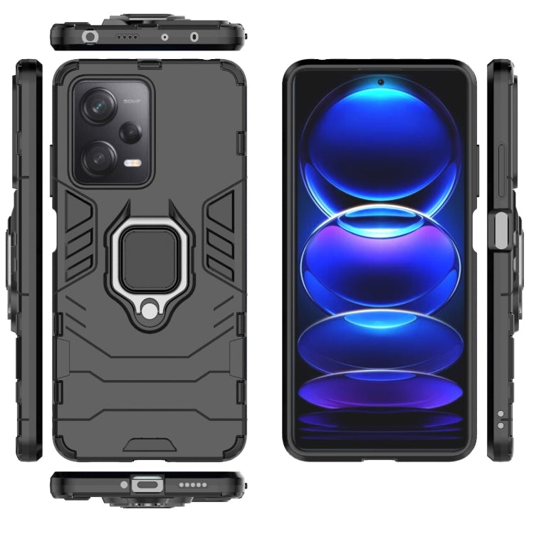 For Xiaomi Redmi Note 12 Pro 5G China PC + TPU Shockproof Protective Phone Case with Magnetic Ring Holder(Black) - Note 12 Pro Cases by buy2fix | Online Shopping UK | buy2fix