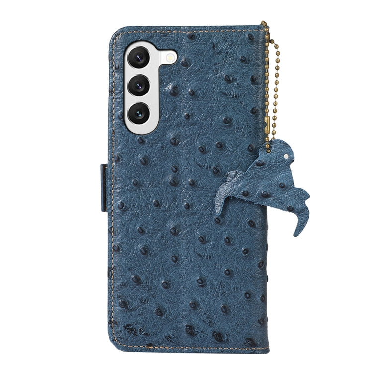 For Samsung Galaxy S23+ 5G Ostrich Pattern Genuine Leather RFID Phone Case(Blue) - Galaxy S23+ 5G Cases by buy2fix | Online Shopping UK | buy2fix