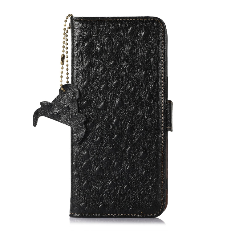 For Samsung Galaxy S22+ 5G Ostrich Pattern Genuine Leather RFID Phone Case(Black) - Galaxy S22+ 5G Cases by buy2fix | Online Shopping UK | buy2fix