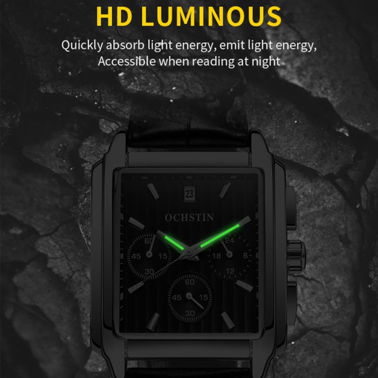 OCHSTIN 6063A Augustine Celebrity Series Multifunctional Quartz Luminous Men Watch(Silver Black) - Leather Strap Watches by OCHSTIN | Online Shopping UK | buy2fix