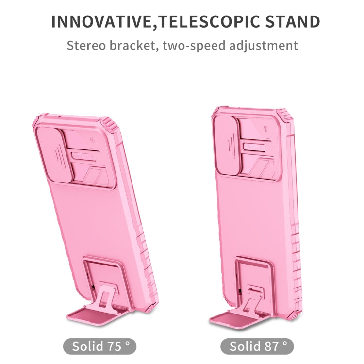 For Samsung Galaxy A14 5G Stereoscopic Holder Sliding Camshield Phone Case(Pink) - Galaxy Phone Cases by buy2fix | Online Shopping UK | buy2fix