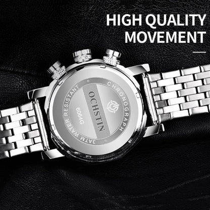 OCHSTIN 7254 Fashion Steel Strap Multifunctional Quartz Men Watch(Silver White) - Metal Strap Watches by OCHSTIN | Online Shopping UK | buy2fix