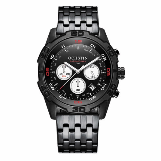 OCHSTIN 7260 Fashion Steel Strap Multifunctional Quartz Men Watch(Black) - Metal Strap Watches by OCHSTIN | Online Shopping UK | buy2fix