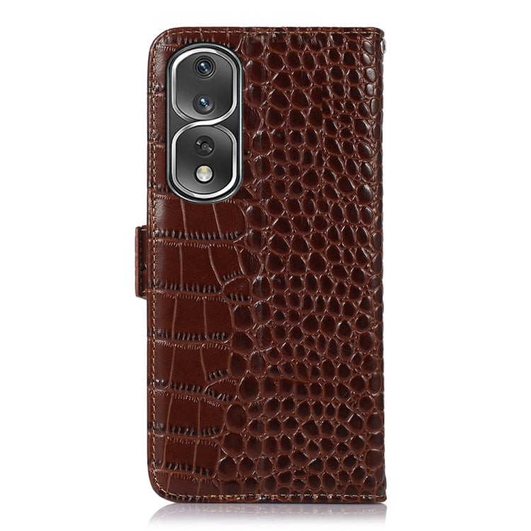 For Honor 80 Pro Crocodile Top Layer Cowhide Leather Phone Case(Brown) - Honor Cases by buy2fix | Online Shopping UK | buy2fix