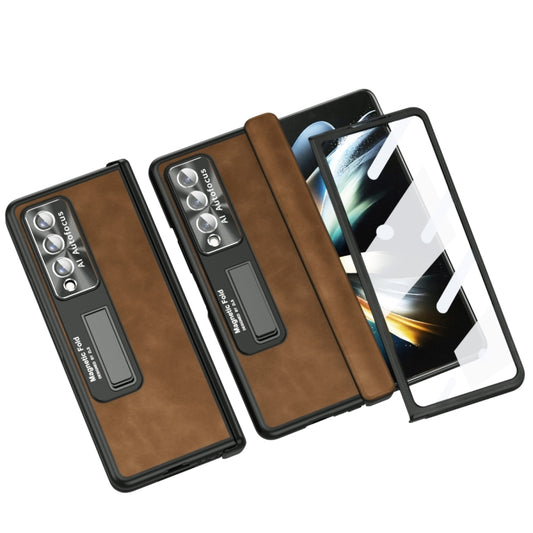 For Samsung Galaxy Z Fold4 Napa Texture All-inclusive Phone Case(Brown) - Galaxy Z Fold4 5G Cases by buy2fix | Online Shopping UK | buy2fix