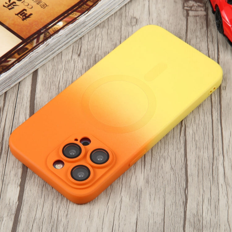 For iPhone 14 Liquid TPU Silicone Gradient MagSafe Phone Case(Orange Yellow) - iPhone 14 Cases by buy2fix | Online Shopping UK | buy2fix