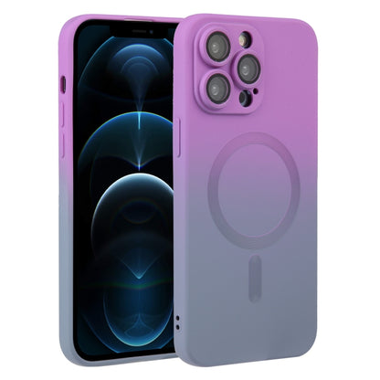 For iPhone 12 Pro Max Liquid TPU Silicone Gradient MagSafe Phone Case(Purple) - iPhone 12 Pro Max Cases by buy2fix | Online Shopping UK | buy2fix