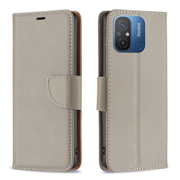 For Xiaomi Redmi 12C Litchi Texture Pure Color Leather Phone Case(Grey) - Xiaomi Cases by buy2fix | Online Shopping UK | buy2fix