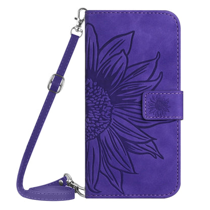 For TCL 40 SE HT04 Skin Feel Sun Flower Embossed Flip Leather Phone Case with Lanyard(Dark Purple) - More Brand by buy2fix | Online Shopping UK | buy2fix