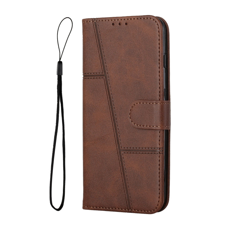 For Xiaomi Redmi Note 12 Pro Speed / Poco X5 Pro 5G Stitching Calf Texture Buckle Leather Phone Case(Brown) - Xiaomi Cases by buy2fix | Online Shopping UK | buy2fix