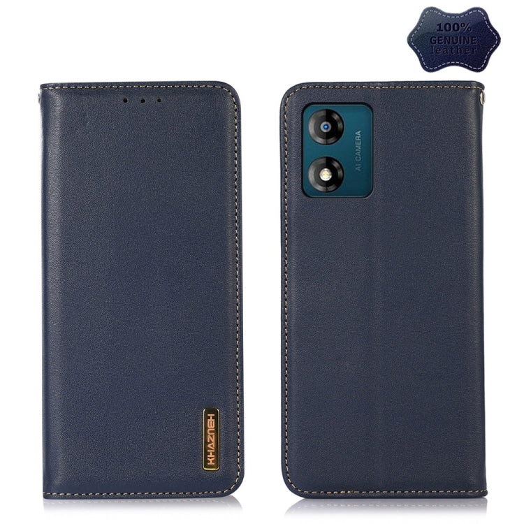 For Motorola Moto E13 4G 2023 KHAZNEH Nappa Top Layer Cowhide Leather Phone Case(Blue) - Motorola Cases by buy2fix | Online Shopping UK | buy2fix