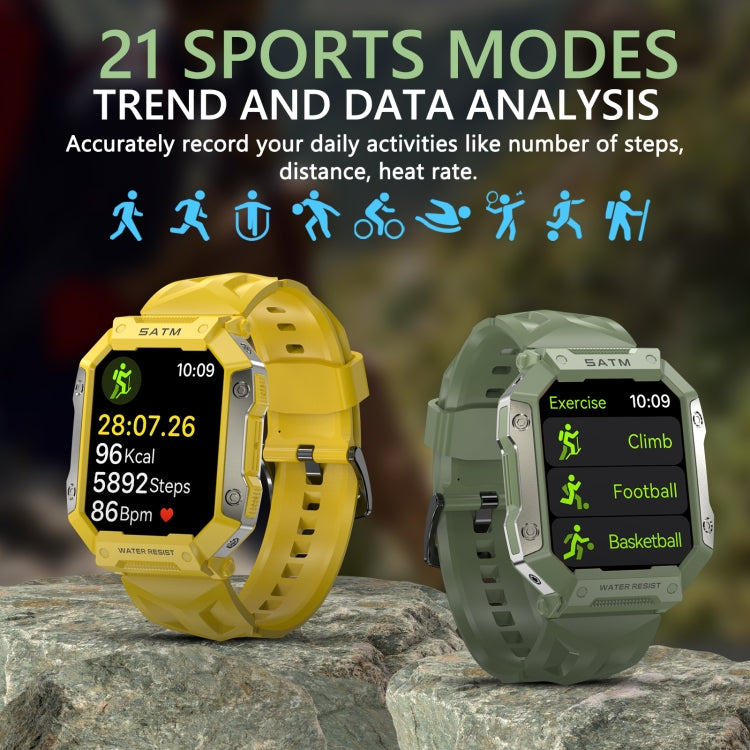 PG333 1.91 inch Waterproof Smart Sports Watch Support Heart Rate Monitoring / Blood Pressure Monitoring(Green) - Smart Wear by buy2fix | Online Shopping UK | buy2fix