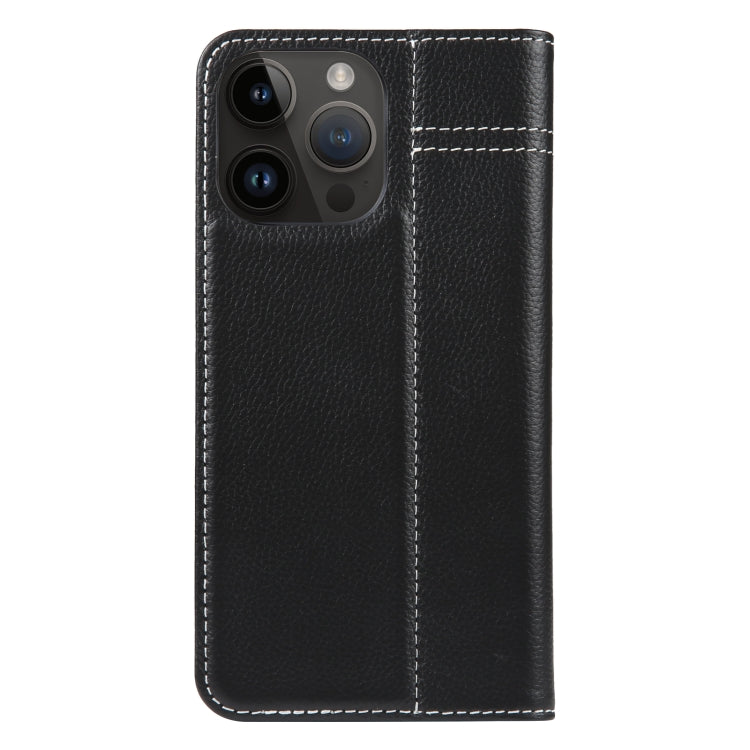 For iPhone 14 Pro Max GEBEI Top-grain Horizontal Flip Leather Phone Case(Black) - iPhone 14 Pro Max Cases by GEBEI | Online Shopping UK | buy2fix