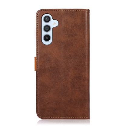 For Samsung Galaxy A24 4G KHAZNEH Dual-color Cowhide Texture Leather Phone Case(Brown) - Galaxy Phone Cases by buy2fix | Online Shopping UK | buy2fix
