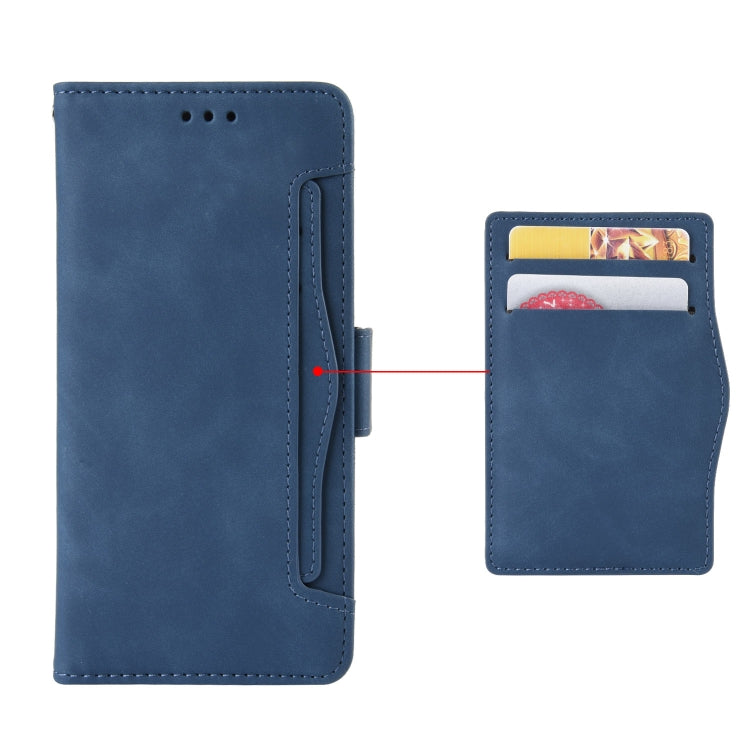 For Google Pixel 7a Skin Feel Calf Texture Card Slots Leather Phone Case(Blue) - Google Cases by buy2fix | Online Shopping UK | buy2fix