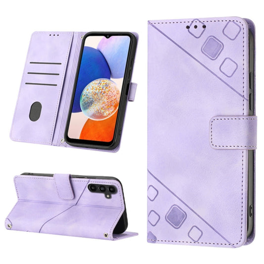 For Samsung Galaxy A14 5G Skin-feel Embossed Leather Phone Case(Light Purple) - Galaxy Phone Cases by buy2fix | Online Shopping UK | buy2fix