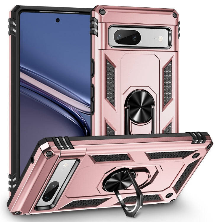 For Google Pixel 7a Shockproof TPU + PC Phone Case with Holder(Rose Gold) - Google Cases by buy2fix | Online Shopping UK | buy2fix