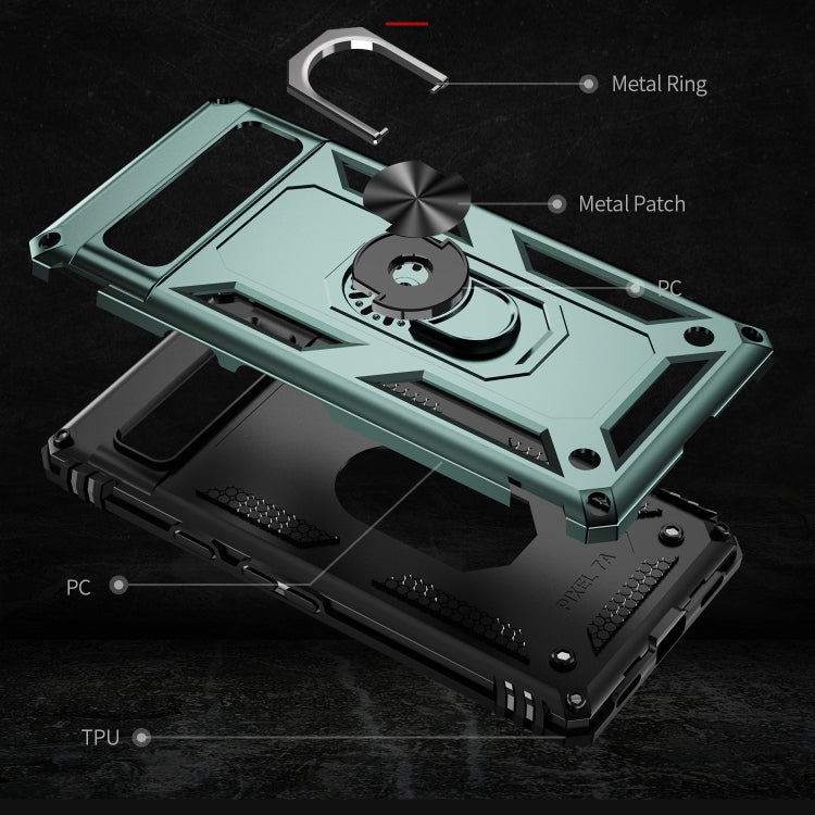 For Google Pixel 7a Shockproof TPU + PC Phone Case with Holder(Dark Green) - Google Cases by buy2fix | Online Shopping UK | buy2fix