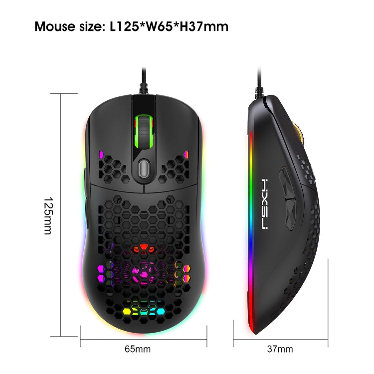 HXSJ X600 6 Keys RGB Luminous Macro Programming Wired Gaming Mouse(Black) -  by HXSJ | Online Shopping UK | buy2fix