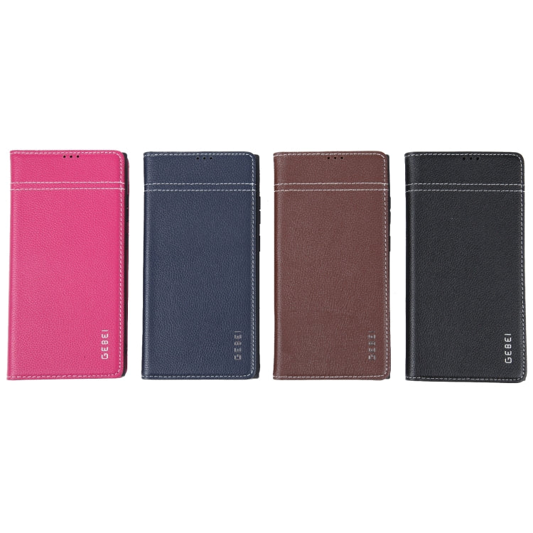 For Samsung Galaxy S23 5G GEBEI Top-grain Horizontal Flip Leather Phone Case(Rose Red) - Galaxy S23 5G Cases by GEBEI | Online Shopping UK | buy2fix