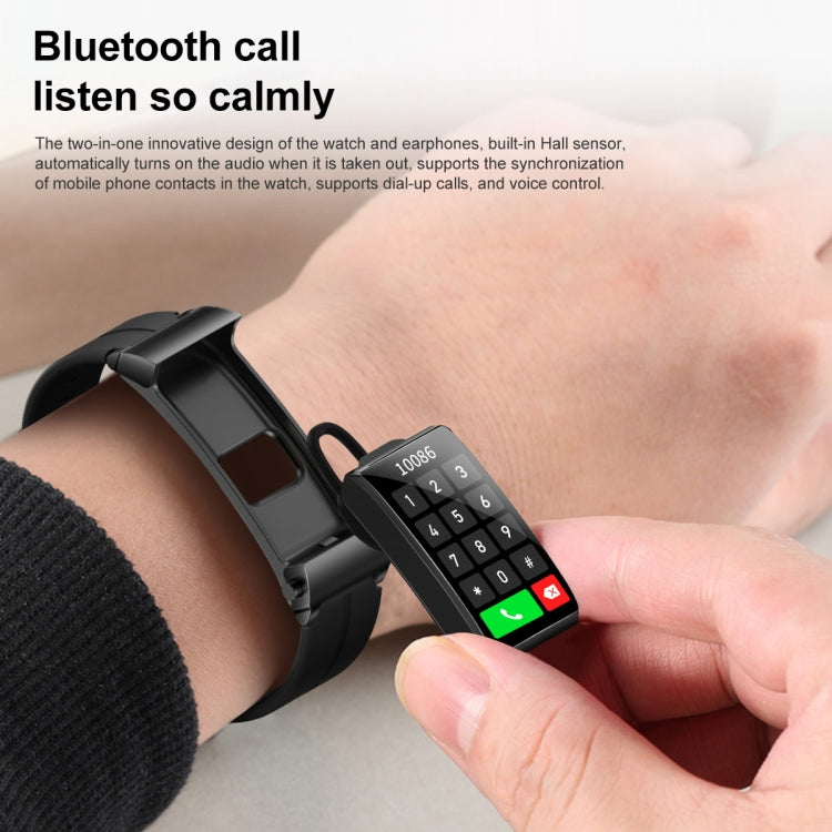 M6 1.5 inch Steel Band Earphone Detachable IP68 Waterproof Smart Watch Support Bluetooth Call(Black) - Smart Wear by buy2fix | Online Shopping UK | buy2fix
