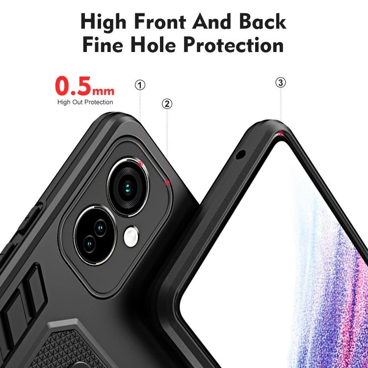 For Tecno Camon 19 Neo Variety Brave Armor Finger Loop Holder Phone Case(Black) - Tecno Cases by buy2fix | Online Shopping UK | buy2fix