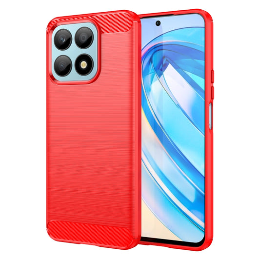 For Honor X8a Brushed Texture Carbon Fiber TPU Phone Case(Red) - Honor Cases by buy2fix | Online Shopping UK | buy2fix