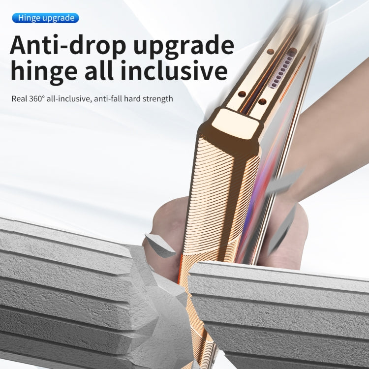 For Samsung Galaxy Z Fold4 5G Magnetic Hinges Plating Phone Case with Holder(Champagne Gold) - Galaxy Z Fold4 5G Cases by buy2fix | Online Shopping UK | buy2fix