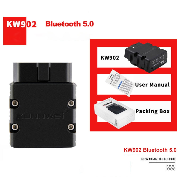 KONNWEI KW902 Bluetooth 5.0 OBD2 Car Fault Diagnostic Scan Tools Support IOS / Android(Red) - In Car by KONNWEI | Online Shopping UK | buy2fix