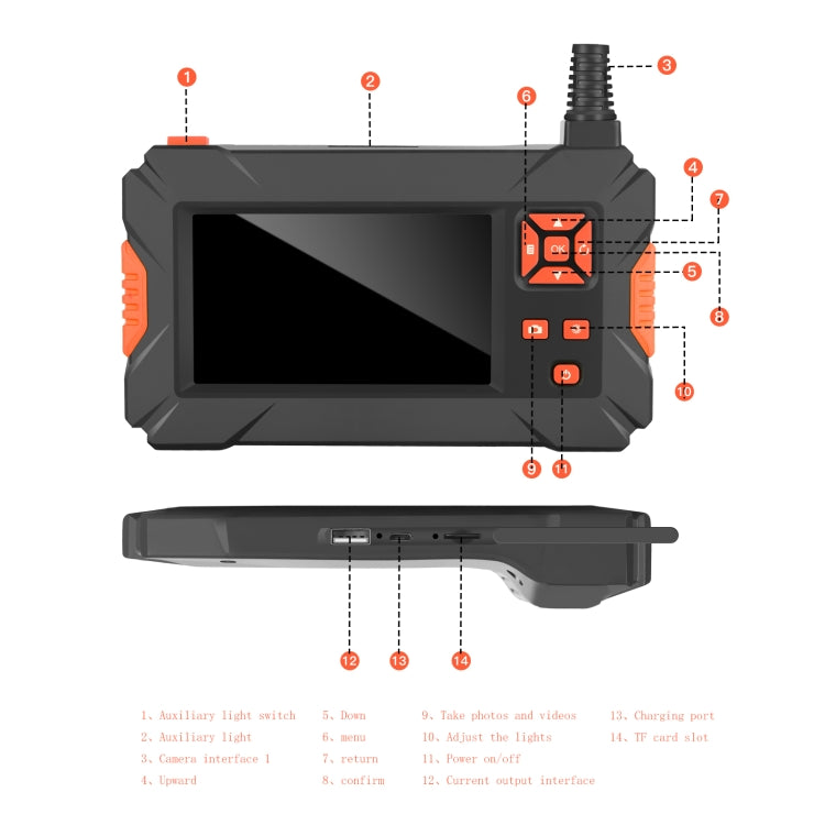 P130 8mm 4.3 inch Triple Camera with Screen Endoscope, Length:5m - Consumer Electronics by buy2fix | Online Shopping UK | buy2fix