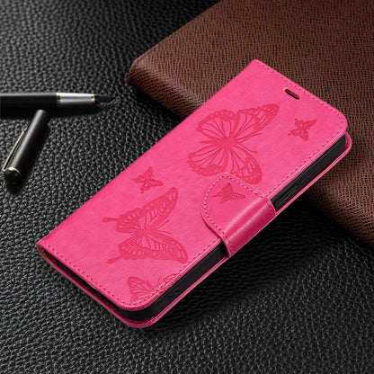 For Samsung Galaxy A24 4G Two Butterflies Embossing Leather Phone Case(Rose Red) - Galaxy Phone Cases by buy2fix | Online Shopping UK | buy2fix