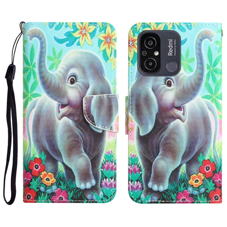 For Xiaomi Redmi 12C Colored Drawing Leather Phone Case(Elephant) - Xiaomi Cases by buy2fix | Online Shopping UK | buy2fix